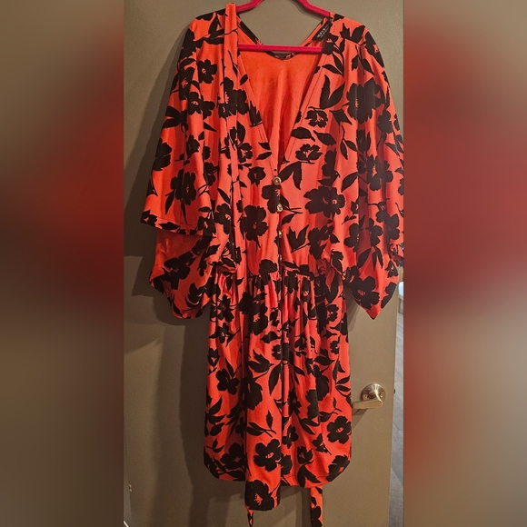 Zelie for She Red and Black Floral Mini Dress - Picture 5 of 5